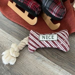 🔥5/$25 NWOT Naughty or Nice Christmas Peppermint Small Crinkle Dog Rope Bone Toy